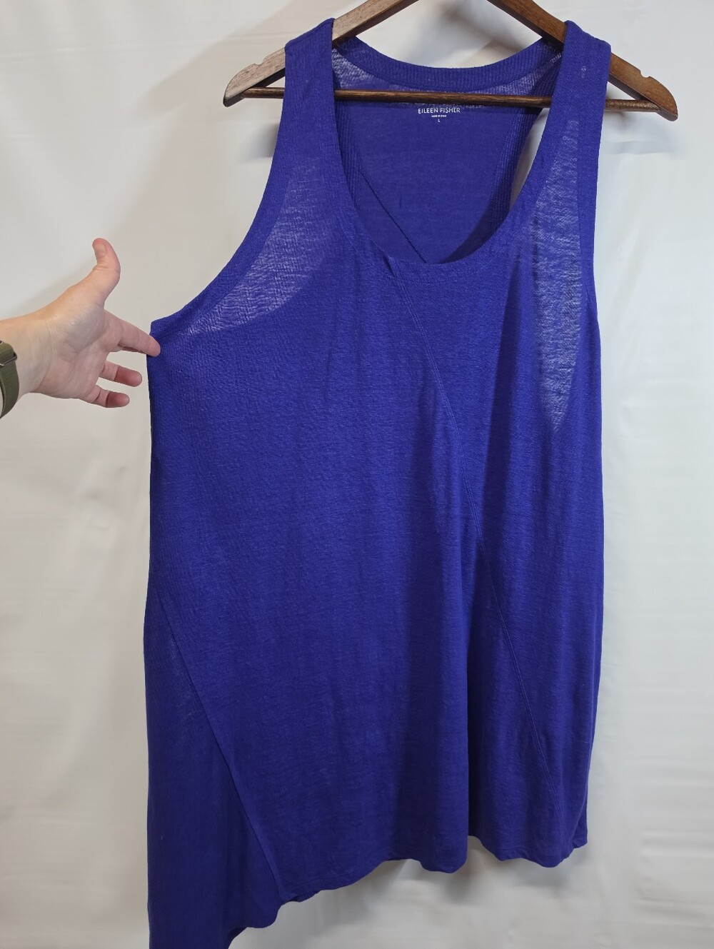 NWT Eileen Fisher Organic Linen Racerback Asymmetrical Tunic Tank L